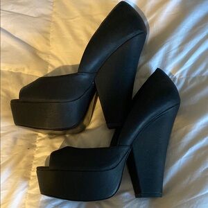 Black Platform Wedge Heels